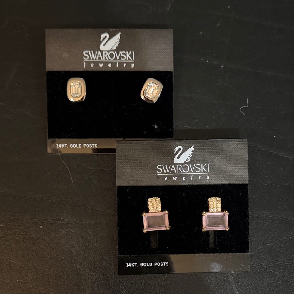 Swarovski Gold and Lavender Earring Duo